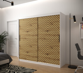Šatní skříň Abi Jodelka 1 Barva korpusu: Bílá, Rozměry: 200 cm, Dveře: Dub artisan