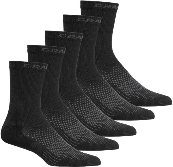 Běžecké ponožky CRAFT CORE Dry High - 5 párů - černá Velikost textilu: 46-48