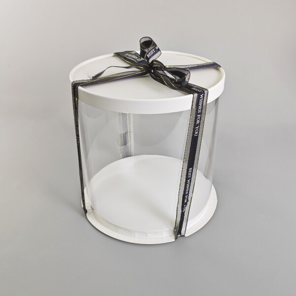 Cake star dortový box bílý kulatý 31x34cm - bez stuhy