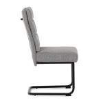 Židle jídelní, taštičkové pružiny v sedáku, madlo na opěráku, světle šedá látka, černý kov