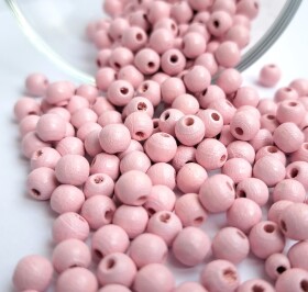 Dřevěné korálky Detoa - světle růžové - ∅ 6 mm - 10 ks