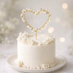 Dortisimo Zápich do dortu zlatý Srdce s bílými perlami