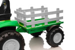 Mamido Dětský elektrický traktor s vlečkou 12V 7Ah EVA kola ECO kůže zelený