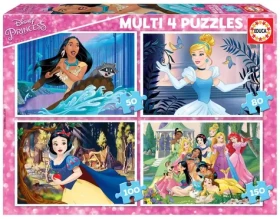 EDUCA Puzzle Disney princezny 4v1 (50 80 100 150 dílků)