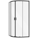 BESCO - Set čtvrtkruhový kout ZARYA BLACK + vanička AXIM STONE EFFECT - Barva rámu - Černá, Rozměr A - 80, Rozměr B - 80, Výplň - Čiré bezpečnostní sklo - 5 mm BCZBAXS80190