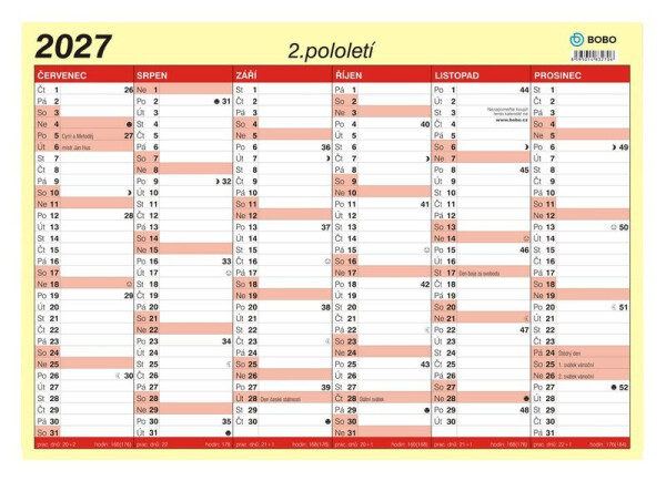 Lístkový kalendář 2027, A3