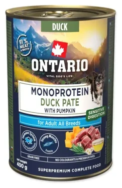 ONTARIO Konzerva Adult monoprotein kachní s dýní 400 g / Superprémiová / Paté / 91 % masa a vývaru (214-860057)