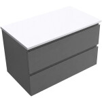 CERANO - Koupelnová skříňka Carole - antracitová + deska z lit. mramoru Elanys - 12 mm - bílá matná - 80x49,2x46 CER-267347