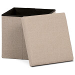 Taburet s úložným prostorem, látka krémová