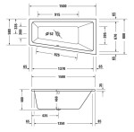 Duravit No.1 Vana asymetrická, 150x80 cm, pravá, bílá 700505000000000