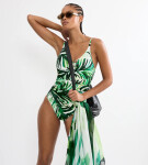SUMMER PALM - Vycpané jednodílné plavky s kovovými doplňky Triumph GREEN COMBINATION 40B