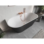 MEXEN/S - Oris volně stojící vana nástěnná reliéf 150 x 75, bílá/šedá, sifon a přepad růžové zlato 52871507562-60