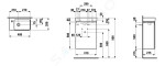 Laufen - Pro S Skříňka s umývátkem, sifonem a boční policí vlevo, 480x280x690 mm, lesklá bílá H8629644751041