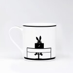 HAM Porcelánový hrnek s králíkem Working Rabbit 300 ml, černá barva, porcelán