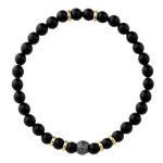 Korálkový náramek Jacob - 6 mm přírodní onyx, etno styl, Černá 21 cm
