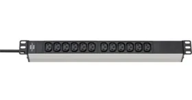 Brennenstuhl Alu-Line 19" černá/hliník / Zásuvková lišta do racku / 12x C13 / IEC C14 / 2 m (002122410000)