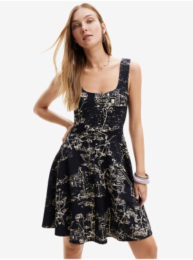 Krémovo-černé dámské vzorované šaty Desigual Tually dámské