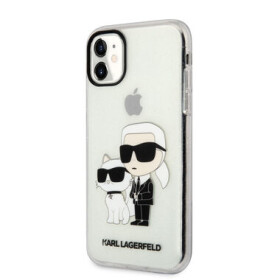 Pouzdro Karl Lagerfeld IML Glitter Karl and Choupette NFT iPhone 11 čiré