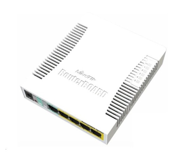 MikroTik RouterBOARD CSS106-1G-4P-1S (RB260GSP), TF470 CPU,nastavitelný switch, 5x LAN, 1xSFP slot, PoE OUT, vč. SwOS EDF_1015433