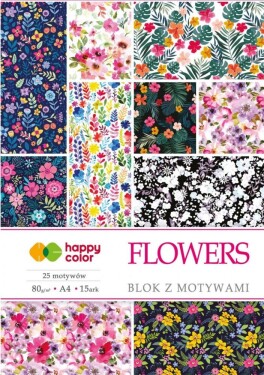 Papíry s potiskem A4 80g FLOWERS, 25 květinových motivů, 15ls
