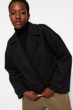 Trendyol Black Oversize Wide Cut Stamped Coat