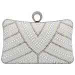 Luxusní psaníčko s kamínky a perličkami Deneris, stříbrná