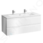 Laufen - Pro S Skříňka s dvojumyvadlem, 1200x545x500 mm, 2 zásuvky, lesklá bílá H8619674751071