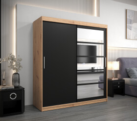 Šatní skříň Abi Ro1 Barva korpusu: Dub artisan, Rozměry: 200 cm, Dveře: Černá