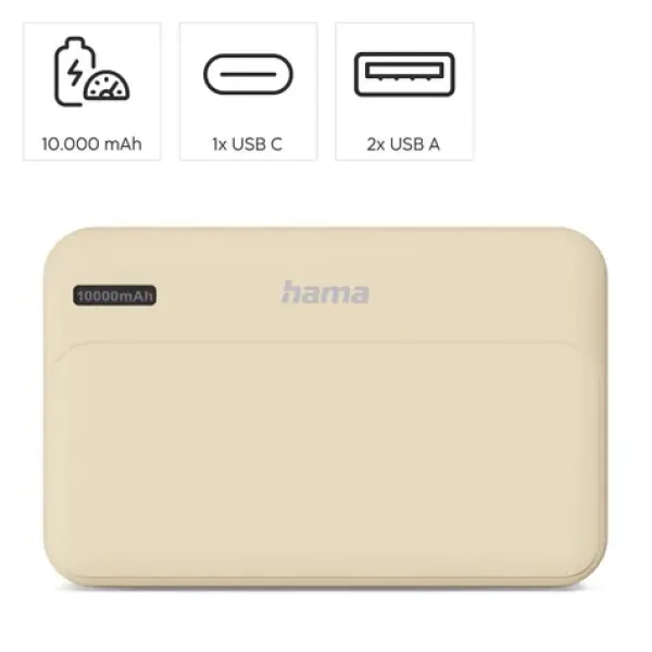Hama Pocket 10 písková / Powerbanka / 10000 mAh / 2x USB-A / 5V / 2.1A (201773)