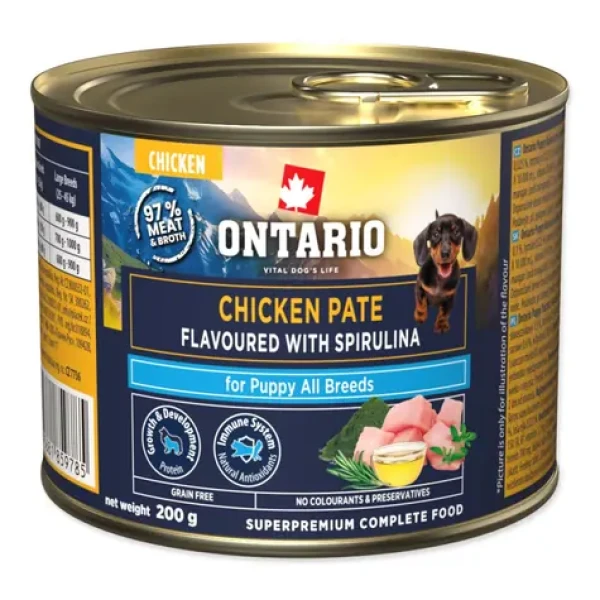 Ontario Puppy / Konzerva pro štěňata / Kuřecí paté se spirulinou / 200 g (214-859785)