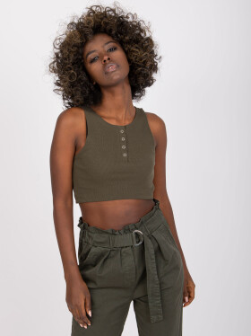 Tmavě khaki žebrovaný crop top Riley RUE PARIS Velikost: M