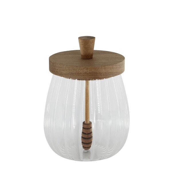 Chic Antique Skleněná dóza na med Grooves 650 ml, čirá barva, sklo