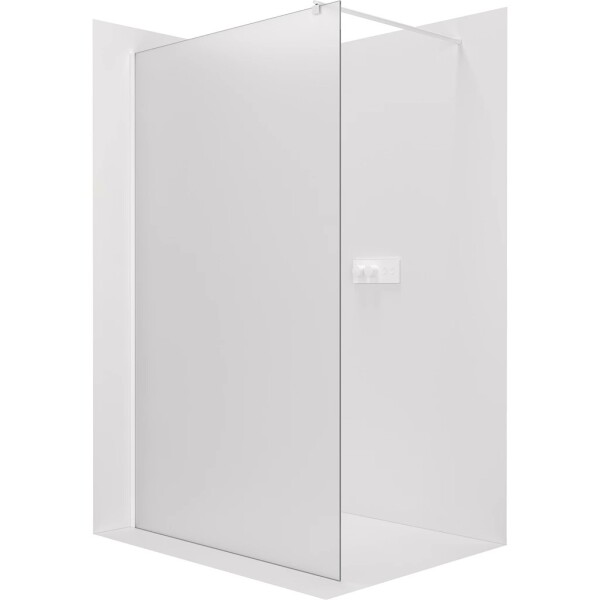 CERANO Sprchová zástěna Walk-in Onyx Round L/P - 8 mm - kulatá vzpěra - bílá matná, mléčné sklo - 90x200 cm