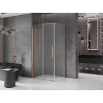 MEXEN/S - Velar sprchový kout, posuvné dveře 120 x 80 cm, dekor, měď kartáčovaná 871-120-080-31-65