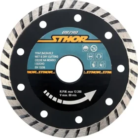 Sthor Kotouč diamantový řezný Turbo 115 mm / Řezný kotouč / 115x7,0x2,0x22,2 mm / suché i mokré řezání