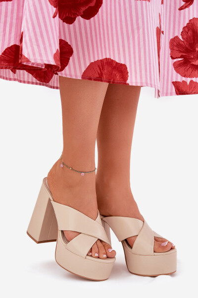 Dámské Klapky Na Platformě A Podpatku Béžové Lenobos 36