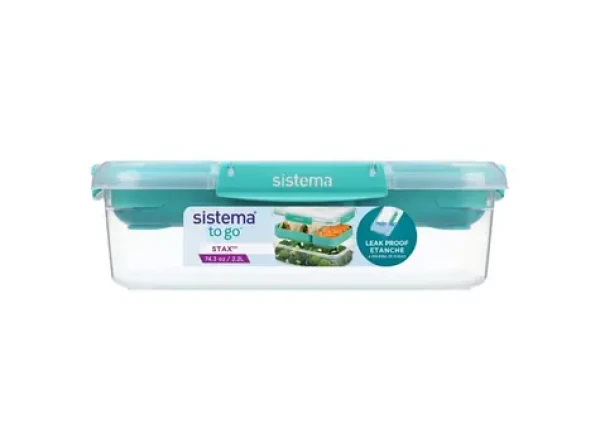 Sistema To Go STAX Dělený vodotěsný box na jídlo 2.2 l zelená (8592001429260)