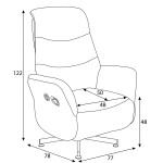 Polohovací křeslo, elektrické zabudované ovládání, šedá, látka, TV-C5479 GREY2
