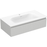 MEXEN/S - Rivel koupelnová skříňka 90 cm s umyvadlem Vela, 1 šuplík, reliéf , šedá mat/bílá mat 91A20-09023-1-BF62-W23M01
