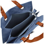 Módní dámská koženková kabelka na rameno Paytona, džínově modrá