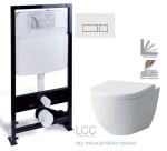 PRIM předstěnový instalační systém s bílým tlačítkem 20/0042 + WC LAUFEN PRO LCC RIMLESS + SEDÁTKO PRIM_20/0026 42 LP2