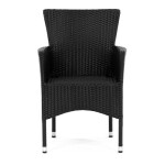 Židle zahradní, černý umělý ratan, kov, stohovatelná.