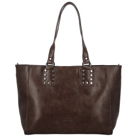 Módní dámská koženková kabelka na rameno Kleantis, tmavě hnědá