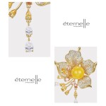 Exkluzivní brož Swarovski Elements Leanne - exotická květina, Žlutá