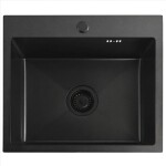 REA - Ocelový dřez Leo 50 Black s kuchyňskou baterií KPL-96005