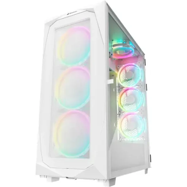 Sharkoon REV300 White bílá / ATX / 2x USB 3.0 / 1x USB-C / 7x 120mm / bez zdroje / průhledná bočnice (4044951039593)