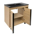 Koupelnová skříňka s černým umyvadlem Naturel Lucca 79x70x45 cm dub mat LUCCA80DU3ABKM LUCCA80DU3ABKM