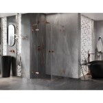 MEXEN/S - Lunar L Duo sprchový kout dveře křídlové 75 x 75, transparent, růžové zlato 834L-075L-075P-60-00