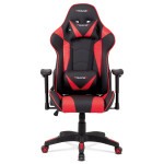 Kancelářská židle houpací mech., černá + červená koženka, plast. kříž