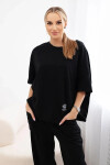 Dámský bavlněný komplet halenka + kalhoty 6727 černý - Kesi one size